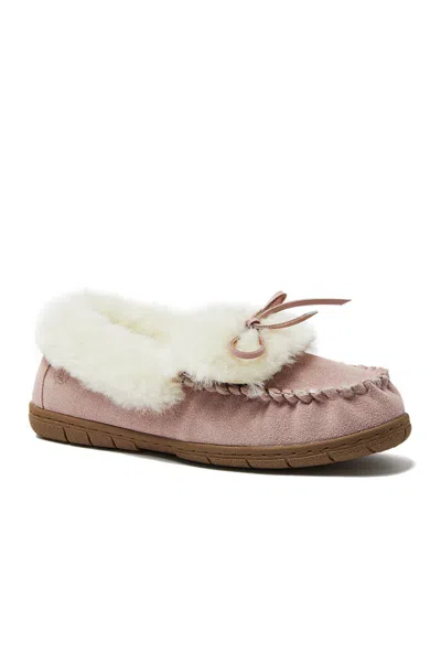 Lands' End Women's Fluffy Lined Indoor Outdoor Moccasin Slippers In Pink