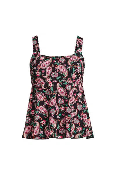 Lands' End Women's Flutter Scoop Neck Tankini Top In Multi