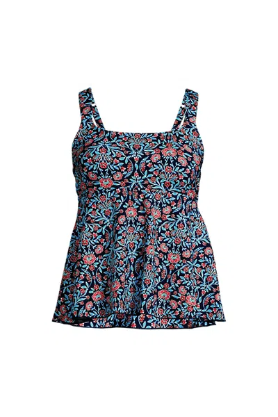 Lands' End Women's Flutter Scoop Neck Tankini Top In Multi