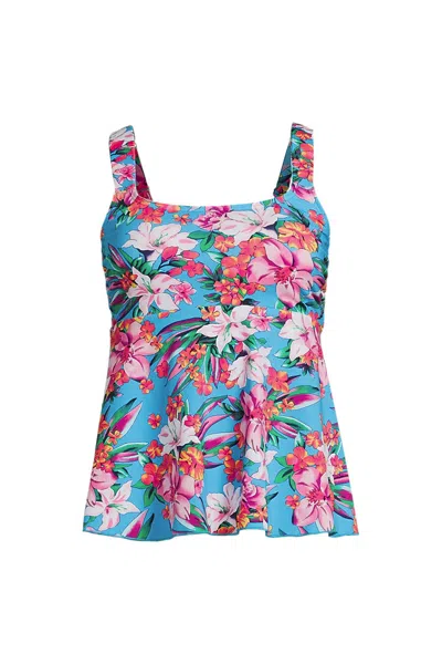 Lands' End Women's Flutter Scoop Neck Tankini Top In Multi