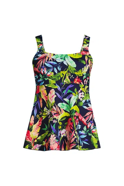 Lands' End Women's Flutter Scoop Neck Tankini Top In Multi