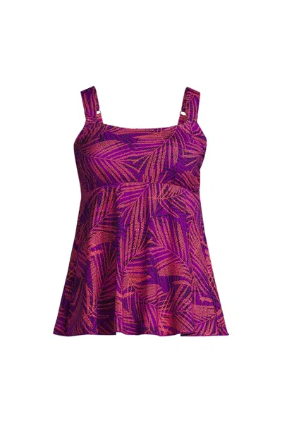 Lands' End Women's Flutter Scoop Neck Tankini Top In Pink