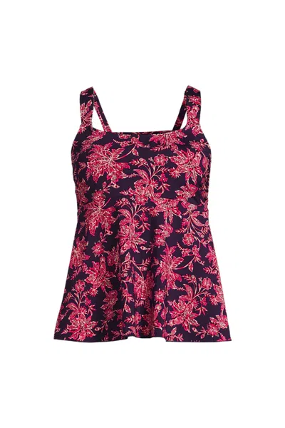 Lands' End Women's Flutter Scoop Neck Tankini Top In Multi