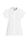 Lands' End Women's Flutter Sleeve Button Front Blouse In Multi