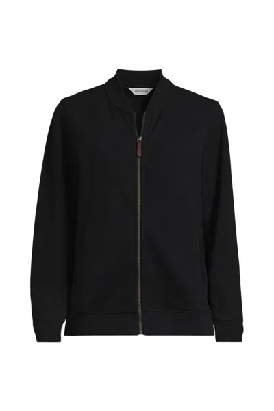 Lands' End Women's French Rib Bedford Full Zip Jacket In Black