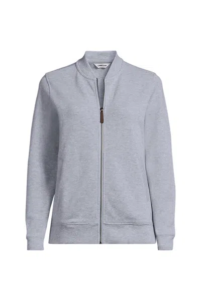 Lands' End Women's French Rib Bedford Full Zip Jacket In Gray