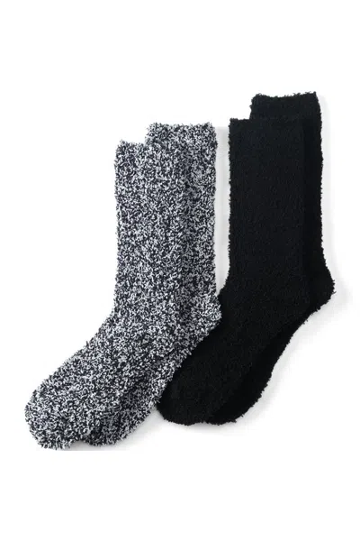 Lands' End Women's Fuzzy Boot Socks 2 Pack In Black