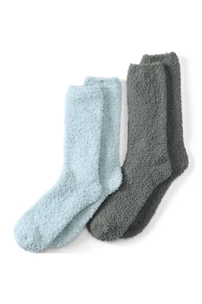 Lands' End Women's Fuzzy Boot Socks 2 Pack In Gray