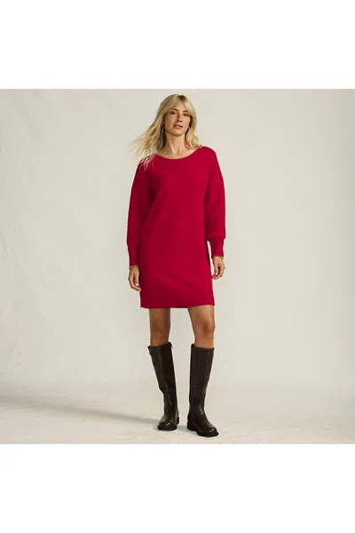 Lands' End Women's Fuzzy Bow Back Mini Sweater Dress In Red