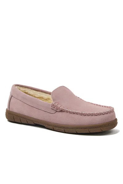 Lands' End Women's Fuzzy Lined Suede Moccasin Slippers In Multi