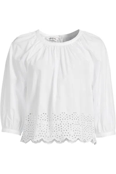 Lands' End Gathered Eyelet Top In White