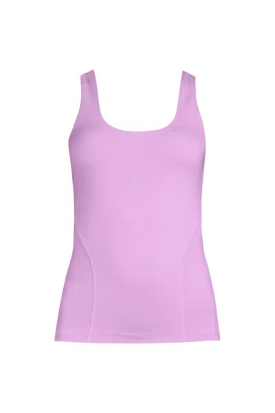 Lands' End Women's High Impact Scoop Neck Active Tank Top In Purple