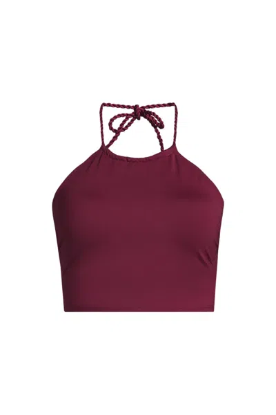 Lands' End Women's High Neck Halter Bikini Top In Red
