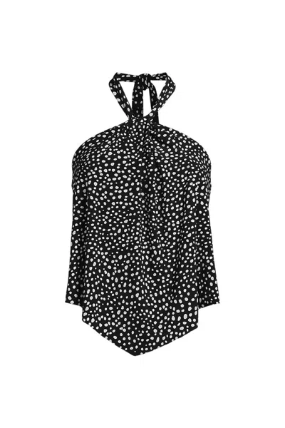 Lands' End Women's High Neck Halter Tankini Swimsuit Top In Black