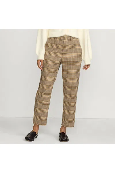 Lands' End Women's High Rise Brushed Flannel Tapered Ankle Pants In Brown