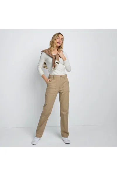 Lands' End Women's High Rise Chino Utility Straight Leg Pants In Brown