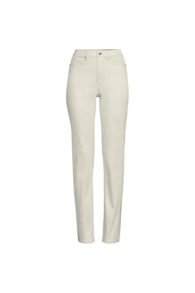 Lands' End Women's High Rise Metallic Coated Denim Straight Leg Jeans In White