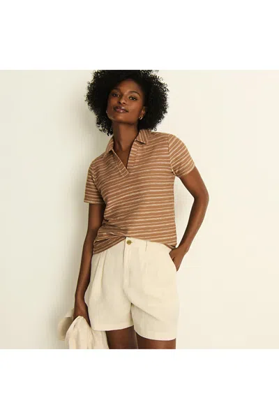Lands' End Women's High Rise Pleated A-line 5" Linen Shorts In Multi