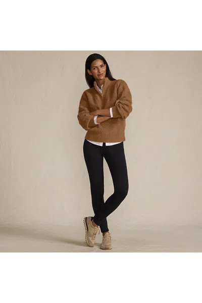 Lands' End Women's High Rise Serious Sweats Fleece Lined Pocket Leggings In Black