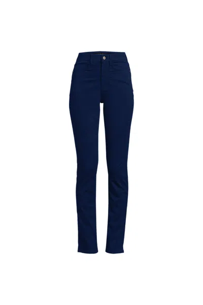 Lands' End Women's High Rise Slimming 5 Pocket Chino Slim Leg Pants In Blue