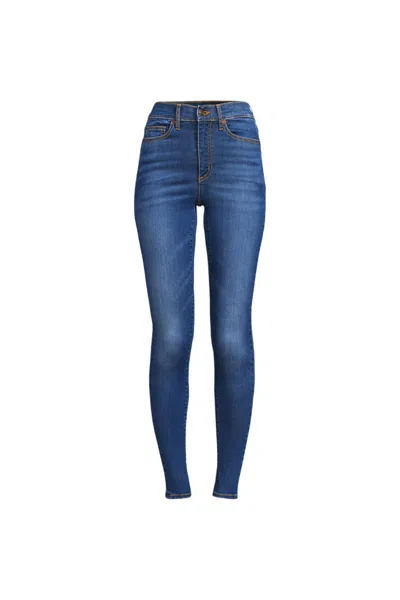Lands' End Women's High Rise Stretch Denim Skinny Jeans In Blue
