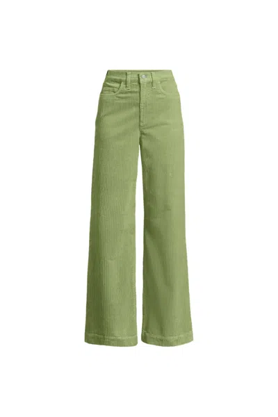 Lands' End Women's High Rise Wide Leg Corduroy Pants In Green