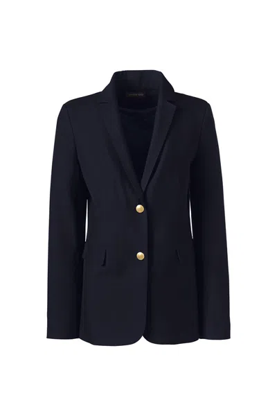 Lands' End Women's Hopsack Blazer In Blue