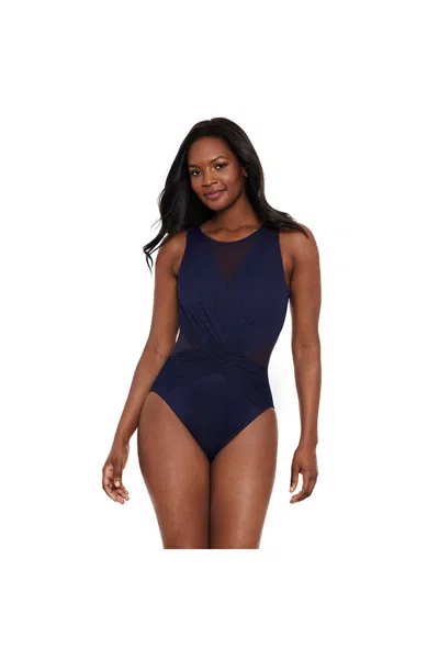 Lands' End Women's Illusionist Palma One Piece Swimsuit In Blue