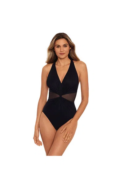 Lands' End Women's Illusionist Wrapture One Piece Swimsuit In Black