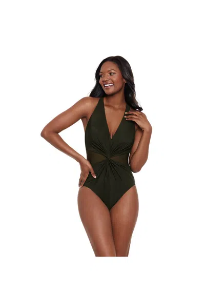 Lands' End Women's Illusionist Wrapture One Piece Swimsuit In Green