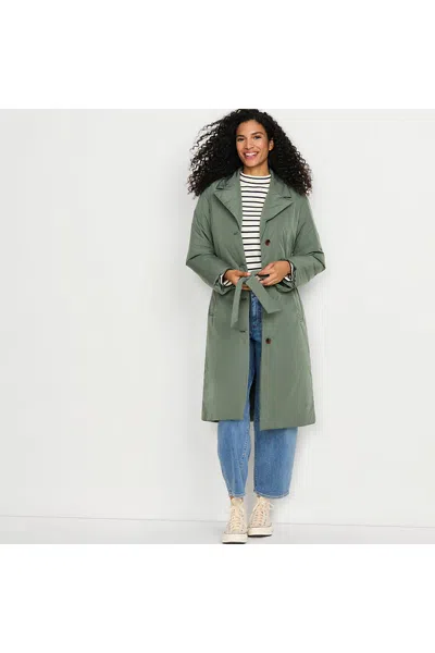Lands' End Women's Insulated Commuter Trench Coat In Green