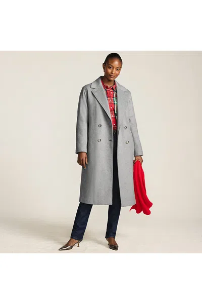Lands' End Women's Insulated Double Breasted Wool Coat In Gray
