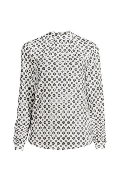 Lands' End Jersey Long Sleeve Gathered Mock In White