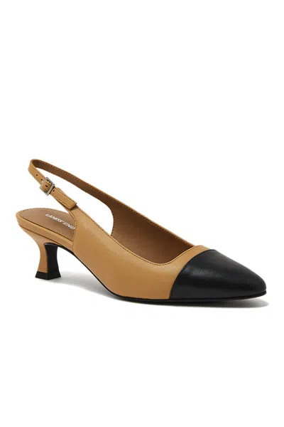 LANDS' END WOMEN'S LEATHER SLINGBACK CAP TOE KITTEN HEELS