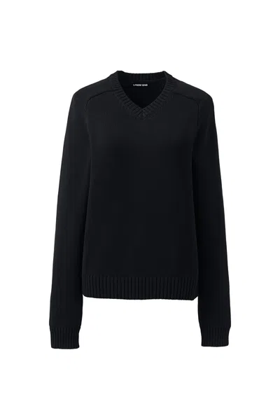 Lands' End Women's Legacy V-neck Sweater In Black