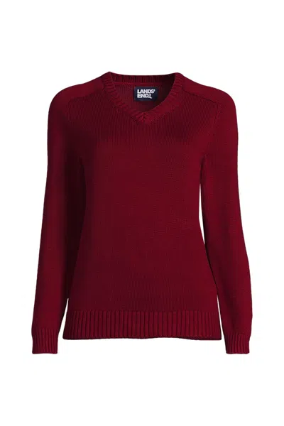 Lands' End Women's Legacy V-neck Sweater In Red