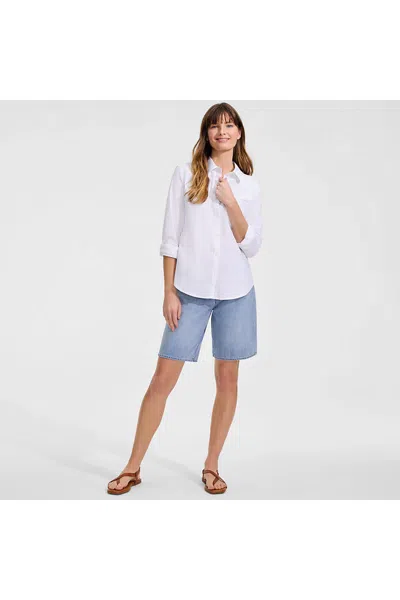 Lands' End Women's Lightweight Denim Mid Rise 10" Shorts In Blue
