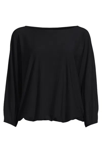 Lands' End Women's Lightweight Jersey 3/4 Sleeve Dolman Blouson Top In Black