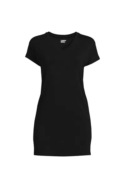 Lands' End Women's Lightweight Jersey Extra Long Tunic In Black
