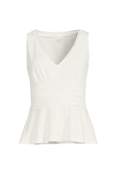 Lands' End Women's Lightweight Jersey Peplum V-neck Tank Top In Gray