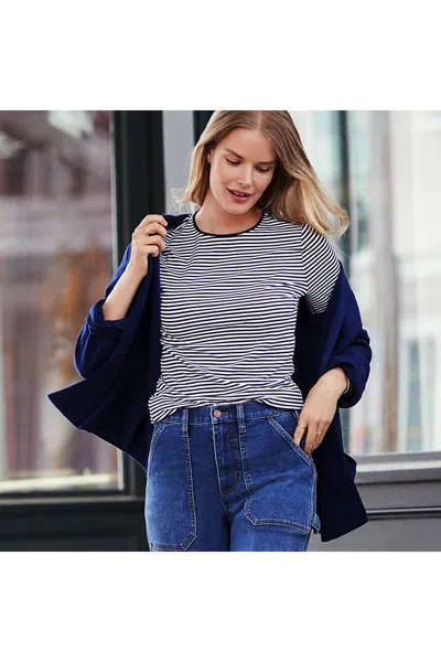 Lands' End Women's Lightweight Jersey Skimming Long Sleeve Crew Neck T-shirt In Blue