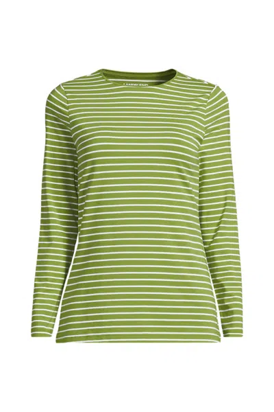 Lands' End Women's Lightweight Jersey Skimming Long Sleeve Crew Neck T-shirt In Multi