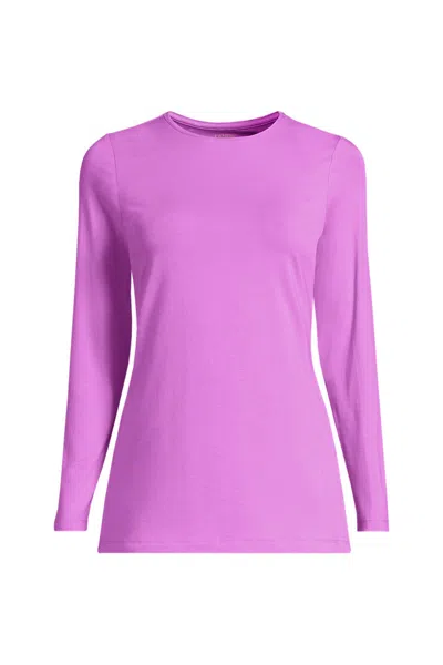 Lands' End Women's Lightweight Jersey Skimming Long Sleeve Crew Neck T-shirt In Purple