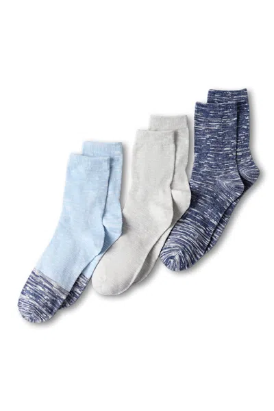 Lands' End Women's Lightweight Slub Midi Socks 3 Pack In Blue