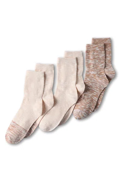 Lands' End Women's Lightweight Slub Midi Socks 3 Pack In Neutral