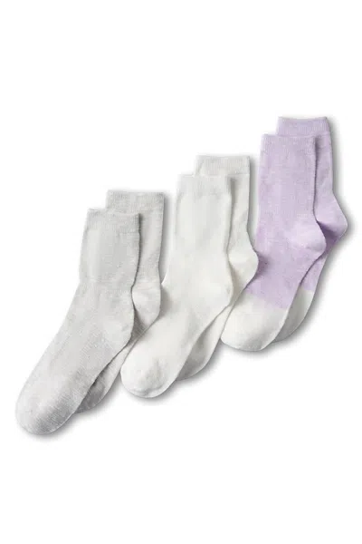 Lands' End Women's Lightweight Slub Midi Socks 3 Pack In White