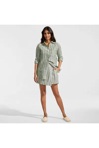 Lands' End Women's Linen Above The Knee Skort In Green