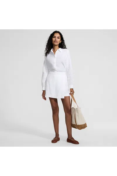 Lands' End Women's Linen Above The Knee Skort In White