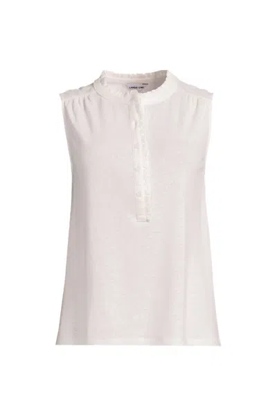 Lands' End Linen Blend Ruffle Trim Tank Top In Red