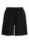 Lands' End Women's Linen High Rise Pull On 7" Shorts In Black